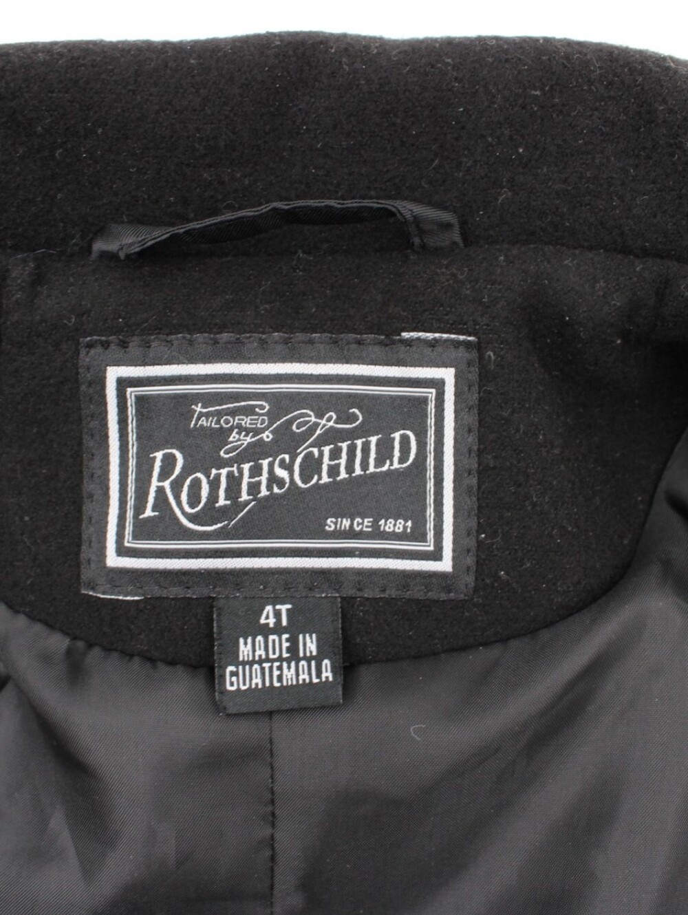 Vintage Rothschild Girls Wool Blend Colorblock Dress Coat Black Grey 4T - Picture 6 of 6